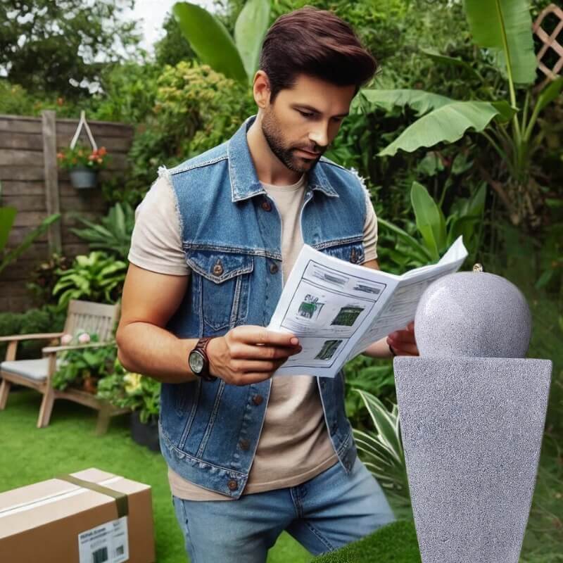 Dekorační fontána v kamenném a elegantním stylu